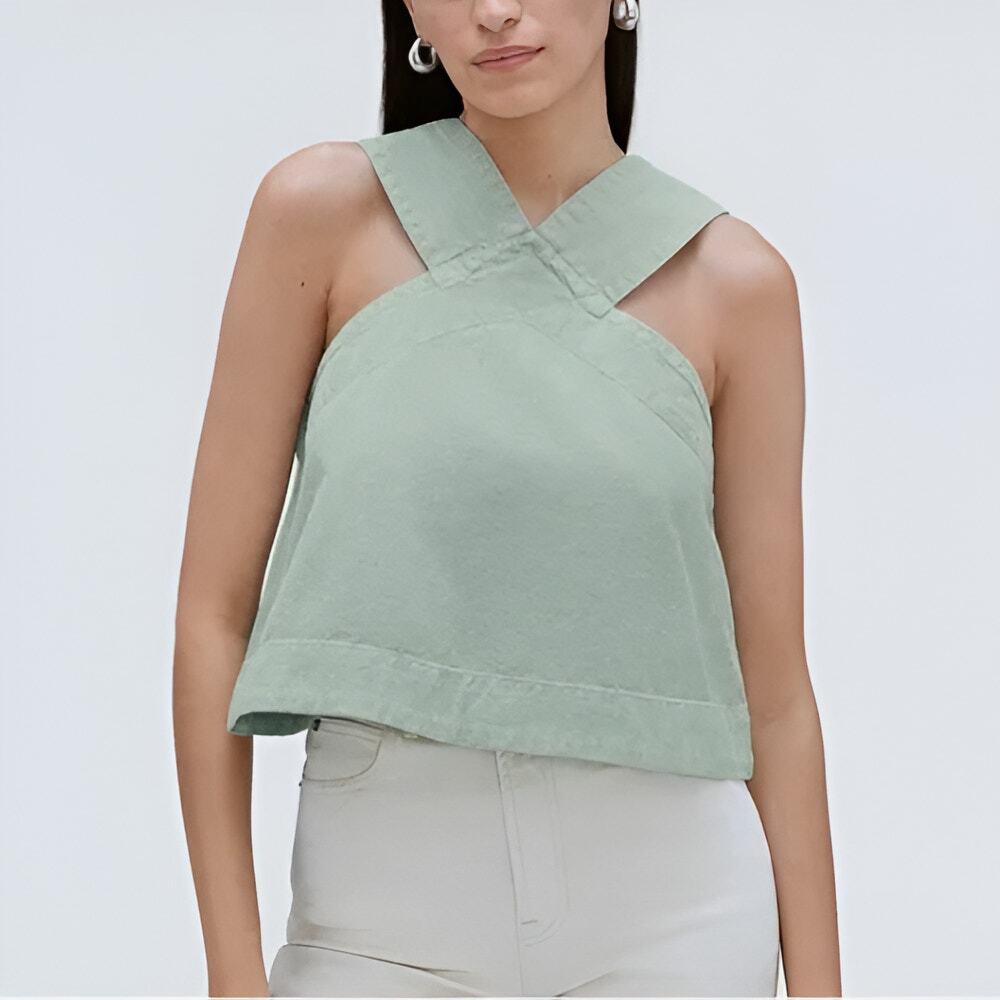 Everlane Sage Green Cross-Strap Crop Top